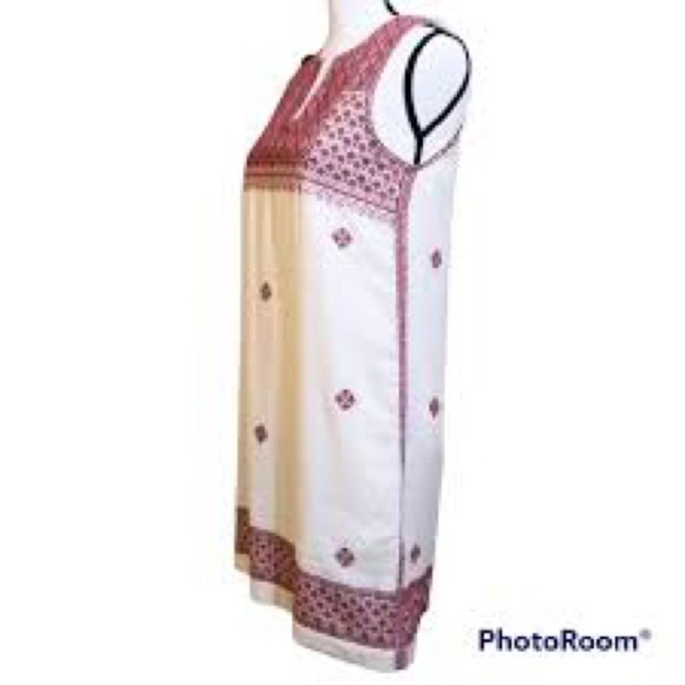 Madewell Women’s Sleeveless White Shift Dress with Pink Embroidered Trim Size 6 - Picture 4 of 10